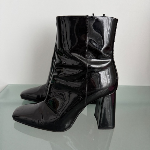 H&M - Black Faux Patent Leather Ankle Boots - Picture 1 of 11